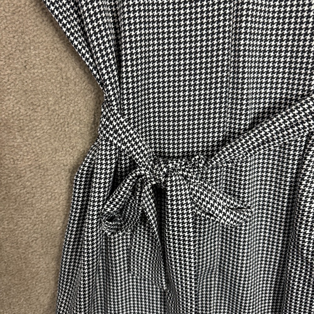 Club‎ Monaco Dress Womens 4 Black White Houndstooth Belted Work Career V Neck - Picture 4 of 12